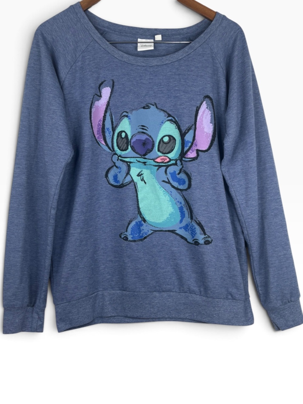 Disney Heather Blue Stitch Lilo & Stitch Ling Sleeve Crew Neck Sweatshirt XL